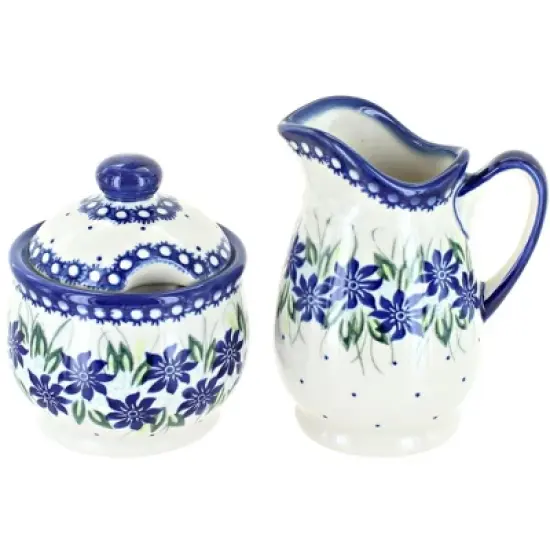 Blue Rose Polish Pottery 1583 Vena Cream & Sugar Set image {13}