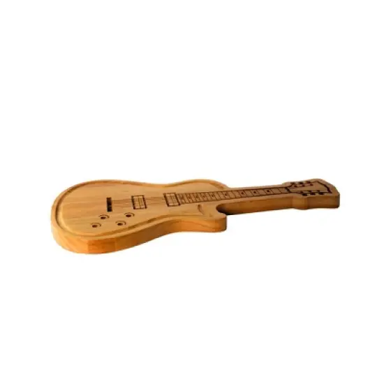 Slickblue Electric Guitar Shaped Wood Cutting Board, 17"x9" &ndash; Functional & Artistic Kitchen Essential image {1}