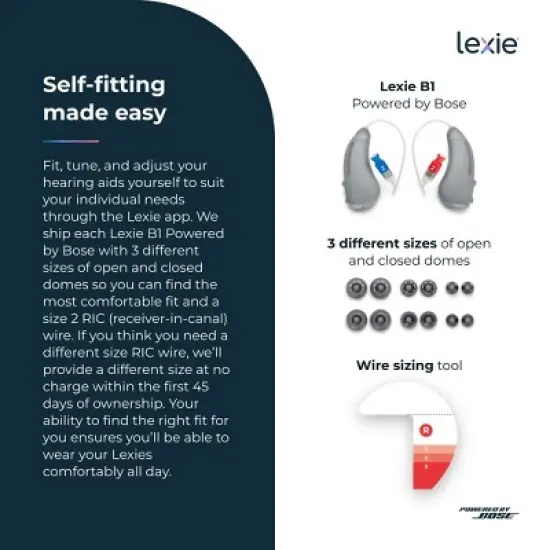 Lexie B1 OTC Hearing Aids Powered by Bose - Self-fitting OTC Hearing Aids for Adults and Seniors| Replaceable Batteries (Light Gray) image {12}