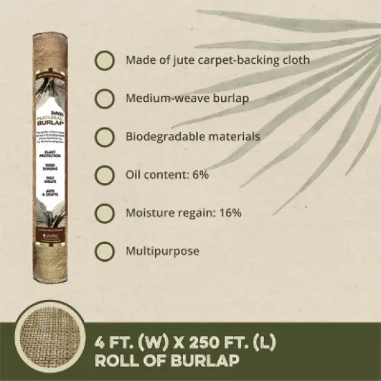 DeWitt 4 x 250 Foot 5.5 Ounce Natural Gardening Landscape Burlap Fabric Roll image {3}