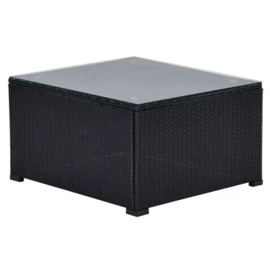 6pc Wicker Patio Conversation Set with Cushions - Black/Gray - GODEER image {17}