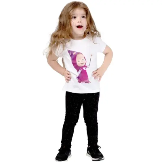 Masha and the Bear Short Sleeve T-Shirt with Masha Wizard, Comfortable Crewneck, Machine Washable - Toddler image {3}