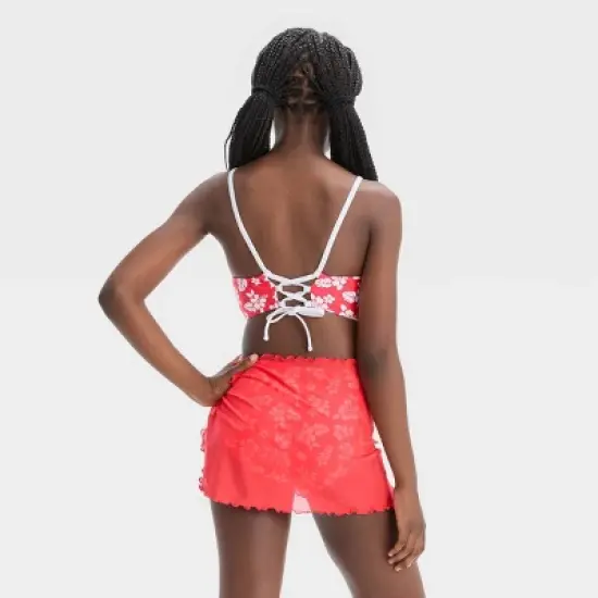 Girls' 'Hawaiian Retreat with Sarong' Swimwear Set - art class&trade; Red image {3}