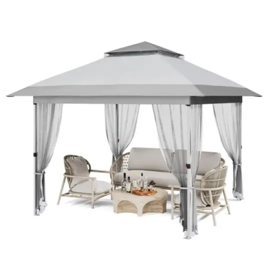 Pop Up Gazebo, Outdoor Canopy Tent with Mosquito Netting, Pop Up Canopy Tent with Curtains/Adjustable Height/Wheeled Carrying Bag image {9}
