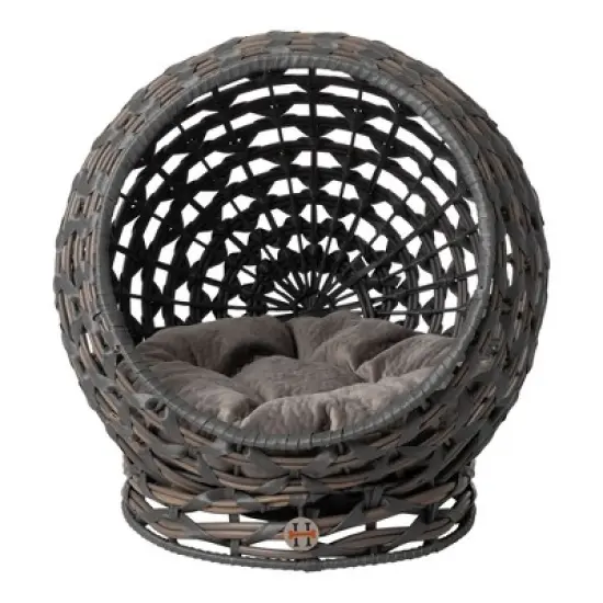 Huntley Pet Rattan Cat Bed Condo, Elevated with Round cushion image {11}