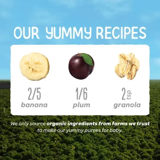 Happy Baby Organics Clearly Crafted Stage 2 Meals Bananas, Plums & Granola - 4oz image {2}