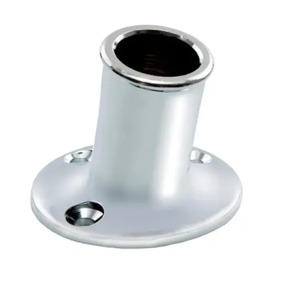 Whitecap Chrome-Plated Brass Flag Pole Socket, 3/4" Dia., 2" Flange, Model S5001C, Boat Equipment. image {1}