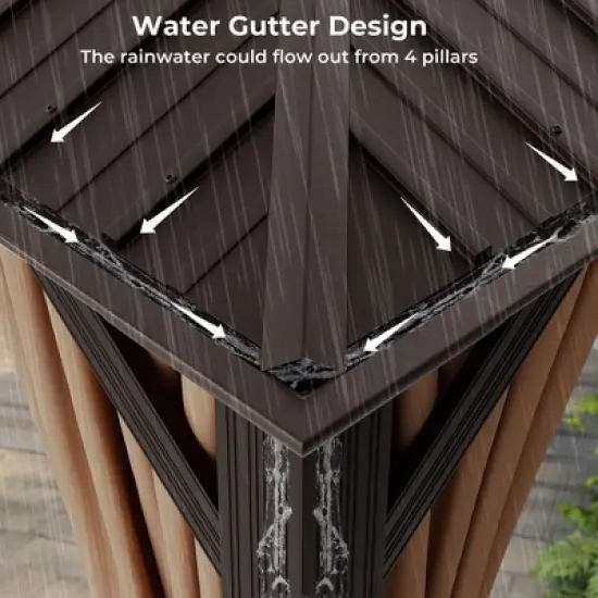 Tangkula 12' x 16' Double-Roof Hardtop Gazebo with Galvanized Steel Roof Netting Outdoor image {5}