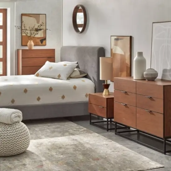 Noble 2 Drawers Nightstand Walnut - Buylateral image {3}