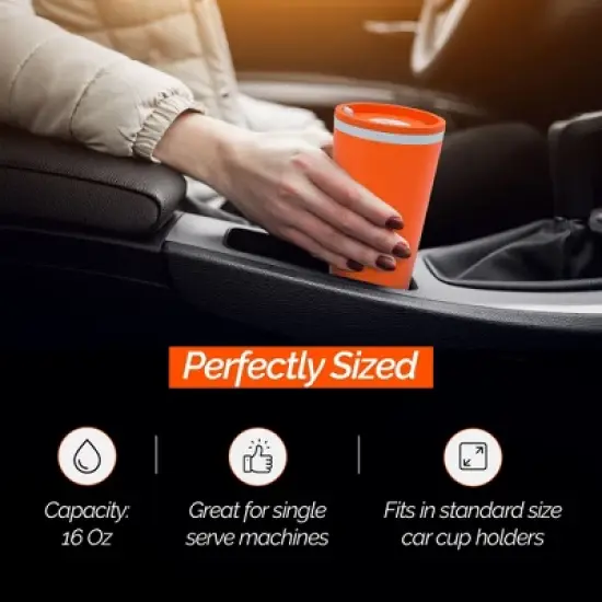 Copco Cone Desk Mug, 16 Ounce (Set of 2) - Double Wall Insulated Mug Set with Lid and Handle, Microwave & Dishwasher Safe, BPA-Free (Orange/Mustard) image {6}