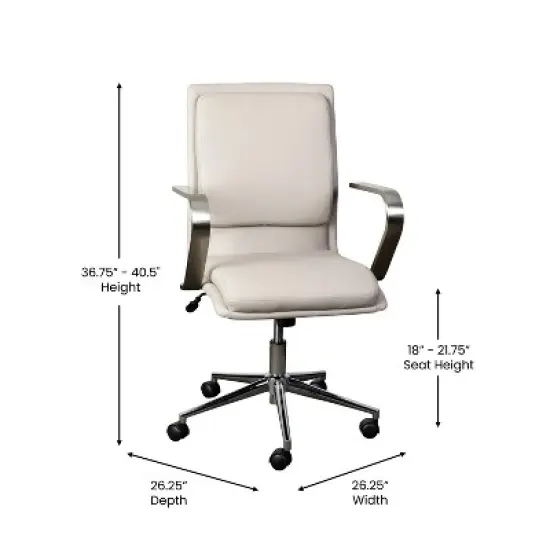 Merrick Lane Mid-Back Home Office Chair with Armrests, Height Adjustable Swivel Seat and Five Star Base image {6}