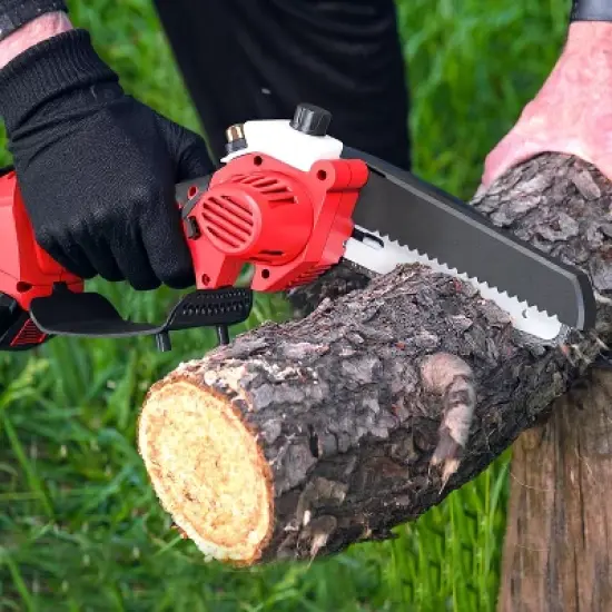 Gardenjoy Cordless Mini Chainsaw - 6 Inch - 21V with 2 Batteries & 2 Chains - Safety Lock & Auto Oiler image {10}