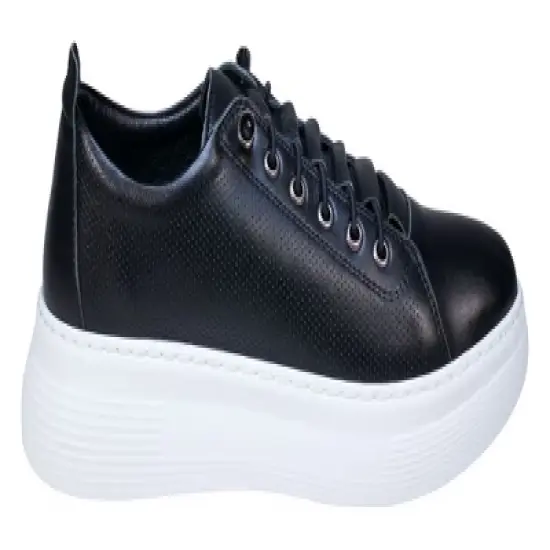 Cools 21 Graze Hidden Lace Perforated Memory Foam Platform Leather Sneakers image {1}