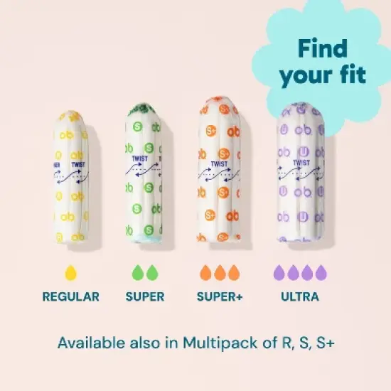 o.b. Applicator-Free Digital Tampons - Multipack (18 Regular/12 Super/10 Super Plus Absorbency) - Unscented - 40ct image {3}