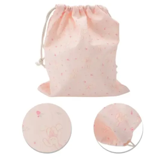 Unique Bargains Long-Eared Rabbit Drawstring Makeup Bag Pink 1 Pc image {3}