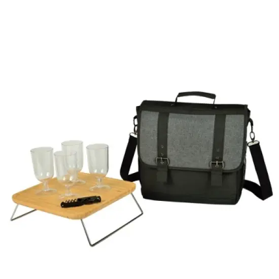 Picnic at Ascot Wine And Cheese Cooler w/ Table And Accessories - Charcoal Gray image {2}