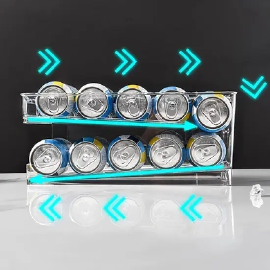 OnDisplay FIFO Refrigerator Soda/Beer Can Organizer - Stores 12 Cans in Fridge w/Auto Feed image {3}