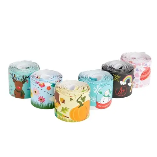 Bright Creations 6 Rolls 234 Feet Holiday Scalloped Bulletin Board Borders Strips for Classroom, Whiteboard Chalkboard School Decorations, 78 3 Foot image {6}