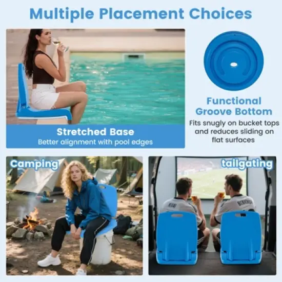 Costway Poolside Chair for Edge of Pool with Back Support & Handles Portable Picnic Chair White/Blue/Pink/Green image {8}