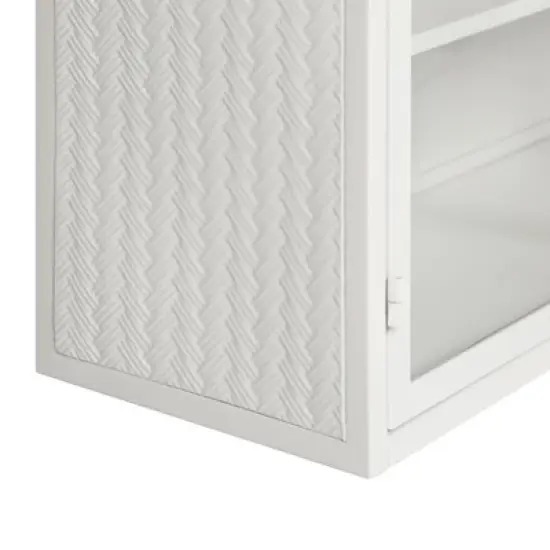 27.56" 3-Tier Storage Shelf Glass Door Wall Cabinet with Characteristic Woven Pattern - ModernLuxe image {9}