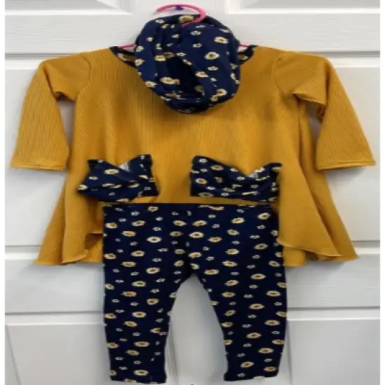 Girls Daisy Dream Dual Pocket Tunic, Scarf & Legging Set - Mia Belle Girls image {3}