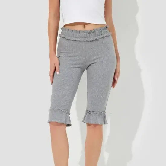 Women's High-Rise Ruffle Slim Leg Capri Tights - Wild Fable&trade; Heather Gray image {4}