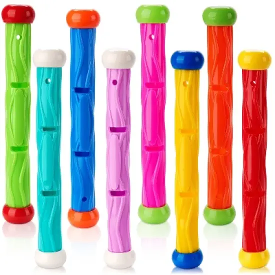 Joyfy 8 Pcs Diving Sticks Pool Toys, Underwater Adventure Diving Toys, Colorful Swimming Toy Sinking Throwing Sticks for Kids Summer Fun Pool Games image {5}