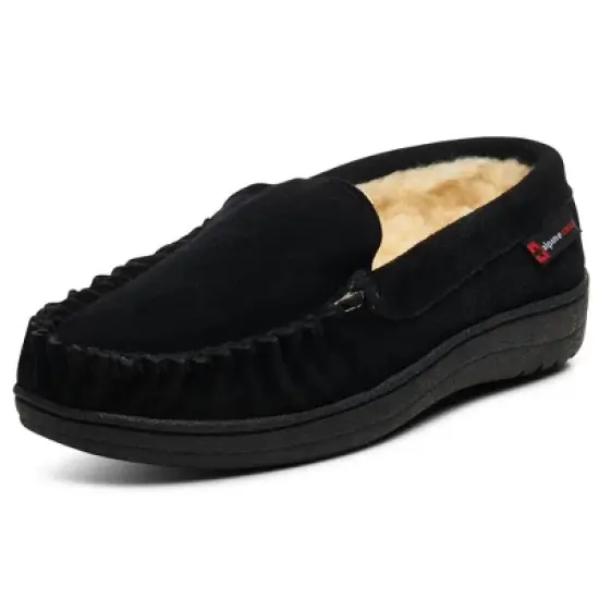 Alpine Swiss Yukon Mens Genuine Suede Shearling Slip On Moccasin Slippers image {6}