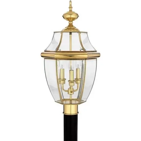 Quoizel Lighting Newbury 3 - Light Post Light in  Polished Brass image {1}