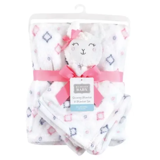 Hudson Baby Infant Girl Plush Blanket with Security Blanket, Llama Face, One Size image {1}