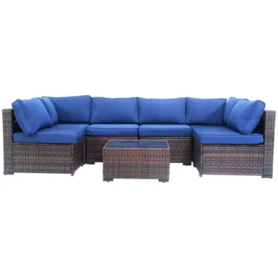 Yardgrace 7-Piece Modular Weather Resistant Straight-back Sofa Set image {6}