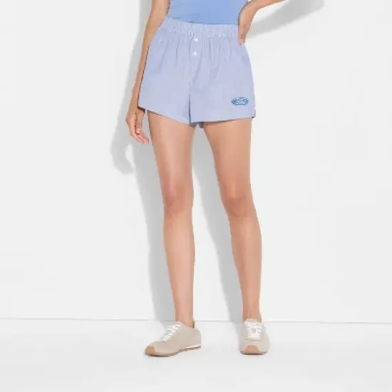 Women's Ford Railroad Striped Graphic Boxer Shorts - Blue image {1}