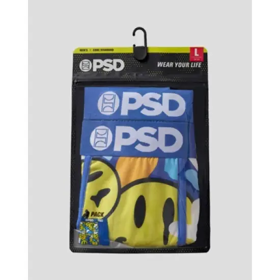 PSD Men's Smiley Print Boxer Briefs 2pk - White/Royal Blue/Yellow image {3}