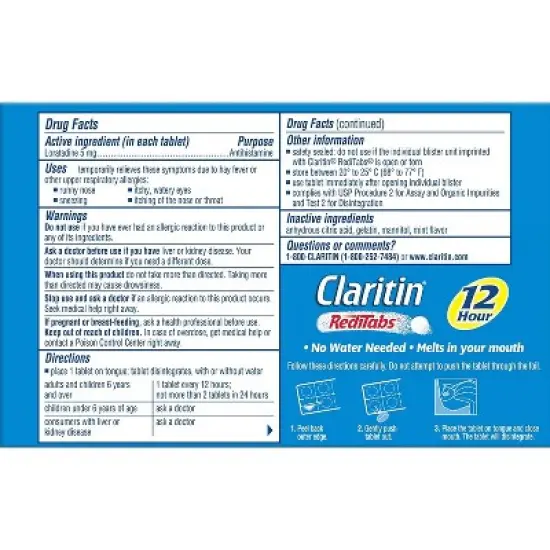 Claritin Loratadine 5mg Reditab Tablet Non Drowsy, 30 Count image {1}