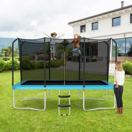 Costway 8 x 14 FT Rectangular Recreational Trampoline W/ Safety Enclosure Net Ladder Outdoor image {2}