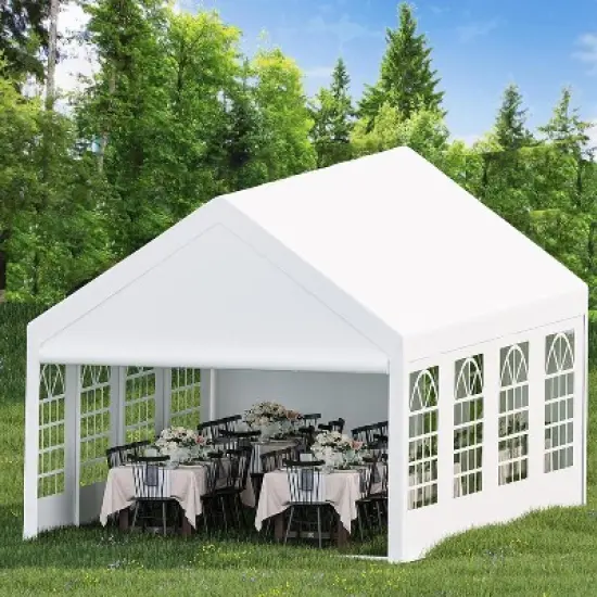 Acekool 13x26 FT Heavy Duty Party Tent with White Roof, Detachable Sidewalls & 3 Storage Bags, Outdoor Wedding and Event Canopy image {7}