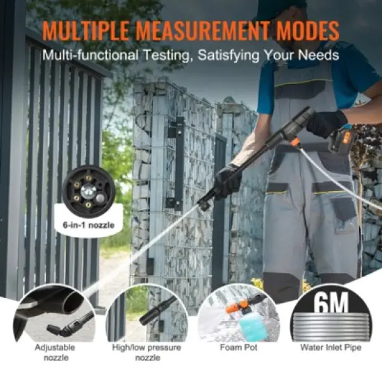 VEVOR Cordless Pressure Washer, 652-PSI 1.0 GPM Portable Power Cleaner, Handheld High-Pressure Car Washer Gun with 4.0Ah Battery, Charger, Black image {5}