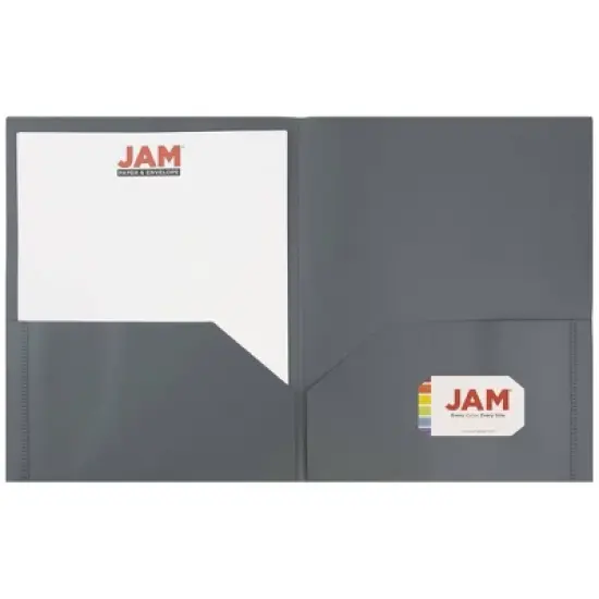 JAM 6pk 2 Pocket Plastic Folder - Gray image {2}
