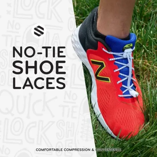 The Original Stretchlace Quick Lock No-Tie Elastic Shoelaces &ndash; White Adjustable Shoe Laces (1 Pair) image {6}