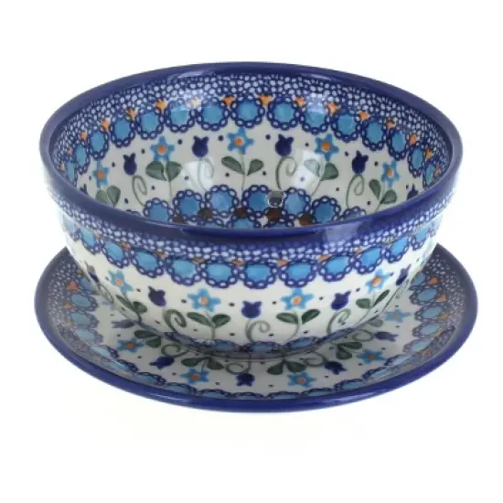 Blue Rose Polish Pottery 454-195 Vena Berry Bowl with Saucer image {8}