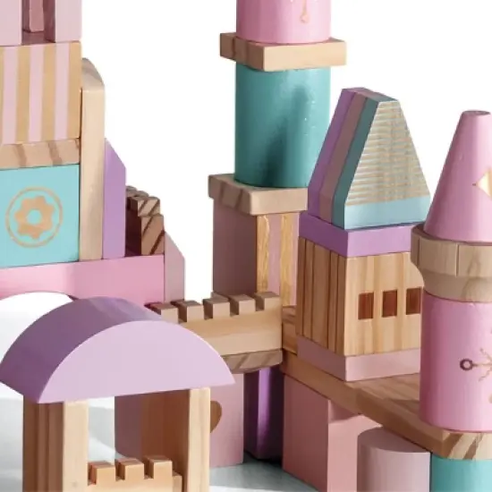 FAO Schwarz Medieval Princesses Wooden Castle Building Blocks Set - 75pc image {2}