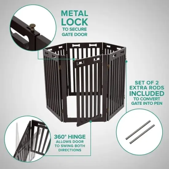 Arf Pets 30.5" Tall Freestanding 6-Panel Folding Dog Gate image {2}