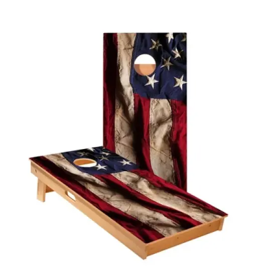 Skips Garage American Flag Cloth Cornhole Boards - ACA Star Series image {1}