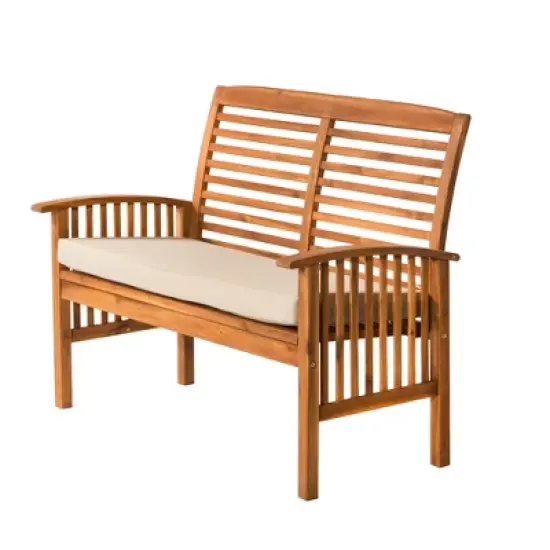 Ravenscroft Modern Boho Acacia Wood Slatted Outdoor Loveseat with Cushion - Saracina Home image {14}