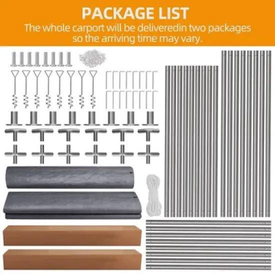 WhizMax 13' x 20' Carport & Party Tent, Heavy Duty Portable Garage Car Port Canopy with 4 Roll-up Doors & 4 Windows, Gray image {5}