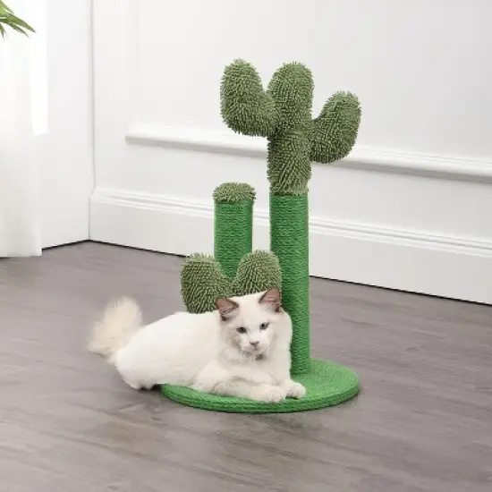 Marfa Modern Jute Triple-Cactus Cat Scratching Post with Fuzzy Toy image {5}