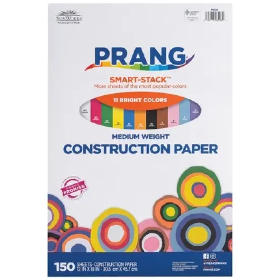 Prang&reg; Smart Stack&trade; Construction Paper, Medium Weight, 11 Assorted Colors, 12" x 18", 150 Sheets image {4}