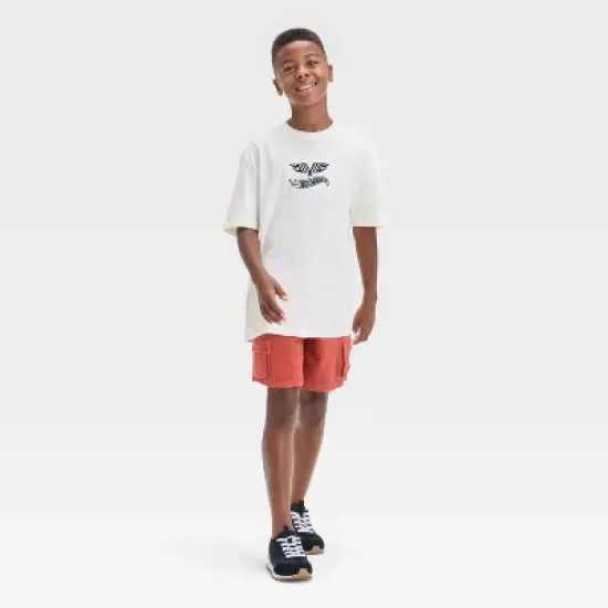 Boys' Hot Wheels Embroidered Front and Back Graphic Oversized Short Sleeve T-Shirt - Ivory image {3}