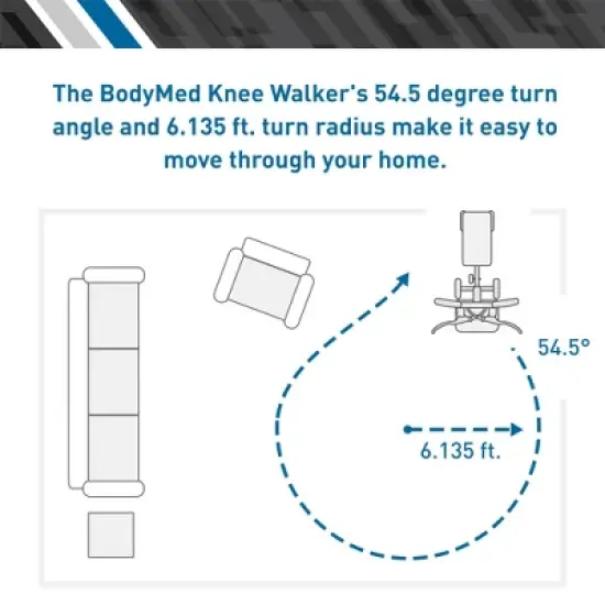 BodyMed Knee Walker for Leg and Foot Injuries with Dual Brakes, Metal Basket & Knee Pad Cover &ndash;  Collapsible and Adjustable Knee Scooter image {6}