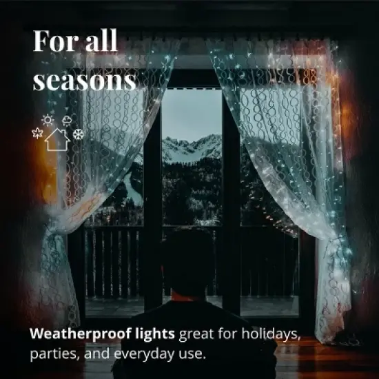 Twinkly Curtain App-Controlled LED Christmas Lights with 210 RGB+W (16 Million Colors + Warm White) LEDs. 5 by 7 feet. Clear Wire image {4}